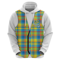 Personalized Dominica Creole Day Zip Hoodie Jounen Kweyol Blue Madras Proud - Wonder Print Shop