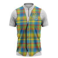 Personalized Dominica Creole Day Zipper Polo Shirt Jounen Kweyol Blue Madras Proud - Wonder Print Shop