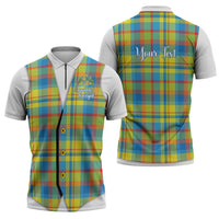 Personalized Dominica Creole Day Zipper Polo Shirt Jounen Kweyol Blue Madras Proud - Wonder Print Shop