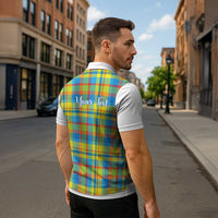 Personalized Dominica Creole Day Zipper Polo Shirt Jounen Kweyol Blue Madras Proud - Wonder Print Shop