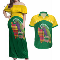 Personalized Komwel Donmnik Jounen Kweyol Couples Matching Off Shoulder Maxi Dress and Hawaiian Shirt Dominica Creole Day Imperial Amazon - Wonder Print Shop
