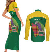 Personalized Komwel Donmnik Jounen Kweyol Couples Matching Short Sleeve Bodycon Dress and Long Sleeve Button Shirt Dominica Creole Day Imperial Amazon - Wonder Print Shop