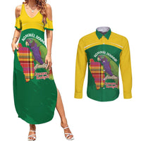Personalized Komwel Donmnik Jounen Kweyol Couples Matching Summer Maxi Dress and Long Sleeve Button Shirt Dominica Creole Day Imperial Amazon - Wonder Print Shop