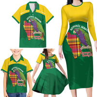 Personalized Komwel Donmnik Jounen Kweyol Family Matching Long Sleeve Bodycon Dress and Hawaiian Shirt Dominica Creole Day Imperial Amazon - Wonder Print Shop