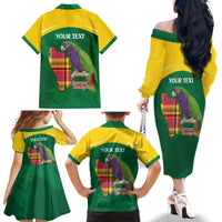 Personalized Komwel Donmnik Jounen Kweyol Family Matching Off The Shoulder Long Sleeve Dress and Hawaiian Shirt Dominica Creole Day Imperial Amazon - Wonder Print Shop