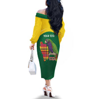 Personalized Komwel Donmnik Jounen Kweyol Family Matching Off The Shoulder Long Sleeve Dress and Hawaiian Shirt Dominica Creole Day Imperial Amazon - Wonder Print Shop