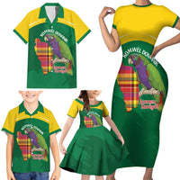 Personalized Komwel Donmnik Jounen Kweyol Family Matching Short Sleeve Bodycon Dress and Hawaiian Shirt Dominica Creole Day Imperial Amazon - Wonder Print Shop