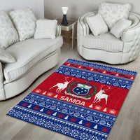 Personalised Samoa Christmas Area Rug Samoan Coat Of Arms Manuia Le Kirisimas - Wonder Print Shop