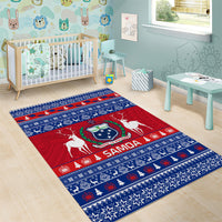 Personalised Samoa Christmas Area Rug Samoan Coat Of Arms Manuia Le Kirisimas - Wonder Print Shop