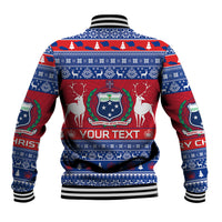 Personalised Samoa Christmas Baseball Jacket Samoan Coat Of Arms Manuia Le Kirisimas - Wonder Print Shop