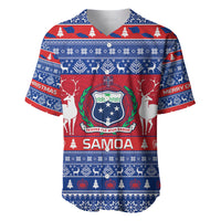 Personalised Samoa Christmas Baseball Jersey Samoan Coat Of Arms Manuia Le Kirisimas - Wonder Print Shop