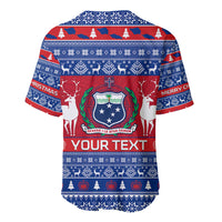 Personalised Samoa Christmas Baseball Jersey Samoan Coat Of Arms Manuia Le Kirisimas - Wonder Print Shop