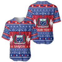 Personalised Samoa Christmas Baseball Jersey Samoan Coat Of Arms Manuia Le Kirisimas - Wonder Print Shop