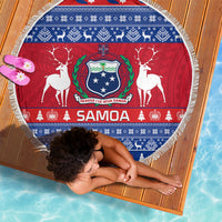 Personalised Samoa Christmas Beach Blanket Samoan Coat Of Arms Manuia Le Kirisimas - Wonder Print Shop