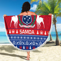 Personalised Samoa Christmas Beach Blanket Samoan Coat Of Arms Manuia Le Kirisimas - Wonder Print Shop