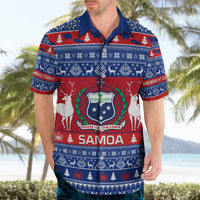 Personalised Samoa Christmas Hawaiian Shirt Samoan Coat Of Arms Manuia Le Kirisimas - Wonder Print Shop