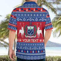 Personalised Samoa Christmas Hawaiian Shirt Samoan Coat Of Arms Manuia Le Kirisimas - Wonder Print Shop