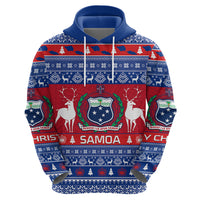 Personalised Samoa Christmas Hoodie Samoan Coat Of Arms Manuia Le Kirisimas - Wonder Print Shop