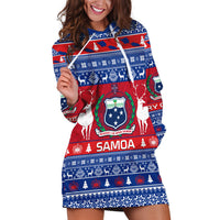Personalised Samoa Christmas Hoodie Dress Samoan Coat Of Arms Manuia Le Kirisimas - Wonder Print Shop