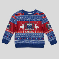 Personalised Samoa Christmas Kid Ugly Christmas Sweater Samoan Coat Of Arms Manuia Le Kirisimas - Wonder Print Shop