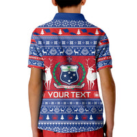 Personalised Samoa Christmas Kid Polo Shirt Samoan Coat Of Arms Manuia Le Kirisimas - Wonder Print Shop