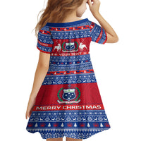 Personalised Samoa Christmas Kid Short Sleeve Dress Samoan Coat Of Arms Manuia Le Kirisimas - Wonder Print Shop