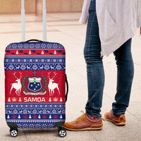 Personalised Samoa Christmas Luggage Cover Samoan Coat Of Arms Manuia Le Kirisimas - Wonder Print Shop