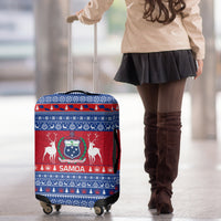 Personalised Samoa Christmas Luggage Cover Samoan Coat Of Arms Manuia Le Kirisimas - Wonder Print Shop