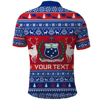 Personalised Samoa Christmas Polo Shirt Samoan Coat Of Arms Manuia Le Kirisimas - Wonder Print Shop