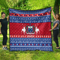 Personalised Samoa Christmas Quilt Samoan Coat Of Arms Manuia Le Kirisimas - Wonder Print Shop