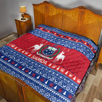 Personalised Samoa Christmas Quilt Samoan Coat Of Arms Manuia Le Kirisimas - Wonder Print Shop