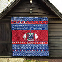 Personalised Samoa Christmas Quilt Samoan Coat Of Arms Manuia Le Kirisimas - Wonder Print Shop