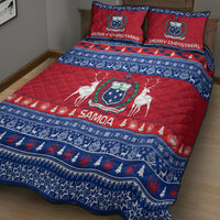 Personalised Samoa Christmas Quilt Bed Set Samoan Coat Of Arms Manuia Le Kirisimas - Wonder Print Shop
