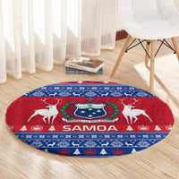 personalised-samoa-christmas-round-carpet-samoan-coat-of-arms-manuia-le-kirisimas