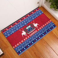 Personalised Samoa Christmas Rubber Doormat Samoan Coat Of Arms Manuia Le Kirisimas - Wonder Print Shop