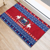Personalised Samoa Christmas Rubber Doormat Samoan Coat Of Arms Manuia Le Kirisimas - Wonder Print Shop