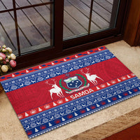 Personalised Samoa Christmas Rubber Doormat Samoan Coat Of Arms Manuia Le Kirisimas - Wonder Print Shop