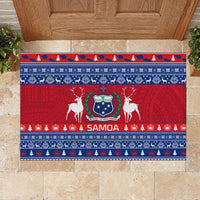 Personalised Samoa Christmas Rubber Doormat Samoan Coat Of Arms Manuia Le Kirisimas - Wonder Print Shop