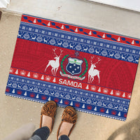 Personalised Samoa Christmas Rubber Doormat Samoan Coat Of Arms Manuia Le Kirisimas - Wonder Print Shop