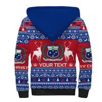 Personalised Samoa Christmas Sherpa Hoodie Samoan Coat Of Arms Manuia Le Kirisimas - Wonder Print Shop