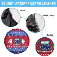 Personalised Samoa Christmas Spare Tire Cover Samoan Coat Of Arms Manuia Le Kirisimas - Wonder Print Shop
