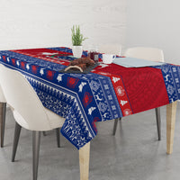 Personalised Samoa Christmas Tablecloth Samoan Coat Of Arms Manuia Le Kirisimas - Wonder Print Shop