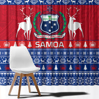 Personalised Samoa Christmas Window Curtain Samoan Coat Of Arms Manuia Le Kirisimas - Wonder Print Shop