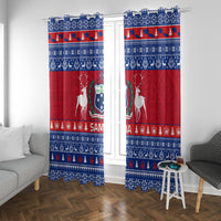 Personalised Samoa Christmas Window Curtain Samoan Coat Of Arms Manuia Le Kirisimas - Wonder Print Shop