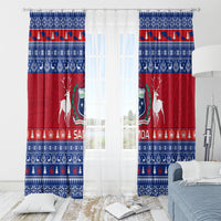 Personalised Samoa Christmas Window Curtain Samoan Coat Of Arms Manuia Le Kirisimas - Wonder Print Shop