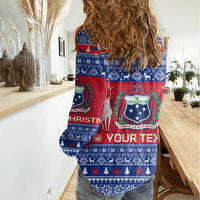 Personalised Samoa Christmas Women Casual Shirt Samoan Coat Of Arms Manuia Le Kirisimas - Wonder Print Shop