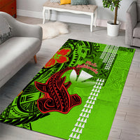 Personalised Hawaii Christmas Area Rug Mele Kalikimaka Kakau Polynesian Shark Tattoo - Wonder Print Shop