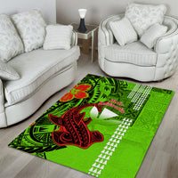 Personalised Hawaii Christmas Area Rug Mele Kalikimaka Kakau Polynesian Shark Tattoo - Wonder Print Shop
