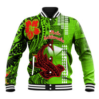 Personalised Hawaii Christmas Baseball Jacket Mele Kalikimaka Kakau Polynesian Shark Tattoo - Wonder Print Shop