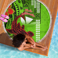 Personalised Hawaii Christmas Beach Blanket Mele Kalikimaka Kakau Polynesian Shark Tattoo - Wonder Print Shop